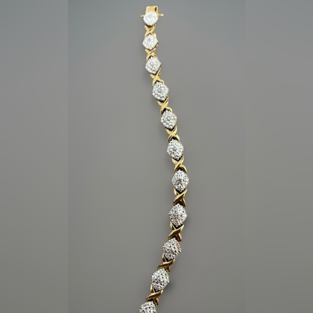 Sterling Silver Bracelet Yellow Gold OTC Thailand 9.25 Women’s Gift CZ